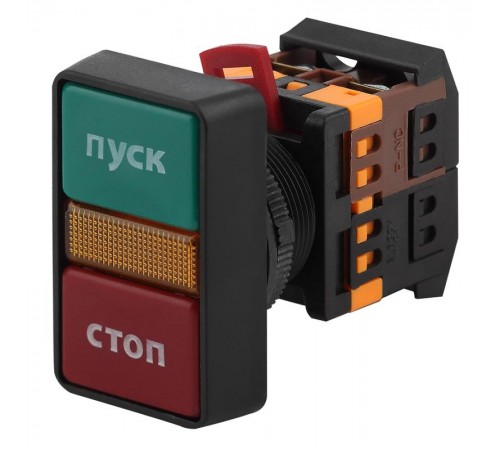 Кнопка управления  РPВВ-30N "Пуск-Стоп" d30мм неон/240В 1з+1р (10/200/3200)  Б0045627  ЭРА