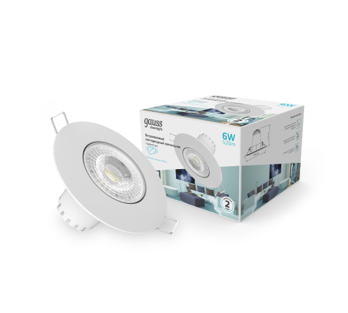 Светильник светодиодный встраиваемый круглый белый, 6W, 520 Lm LED 4100K  947411206  Gauss