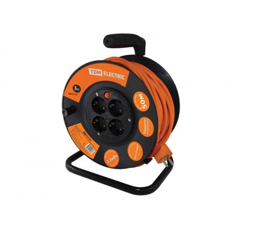 Удлинитель силовой УКз16-004  (IP44 4 места/50м ПВС 3х1,5)  SQ1301-0543  TDM