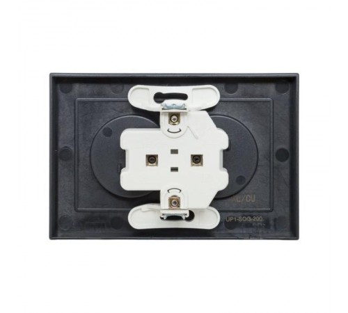 Механизм розетки двойной, 16А, без заземления, без шторок, с рамкой, графит Эпика  UP1-SOG-200 EKF