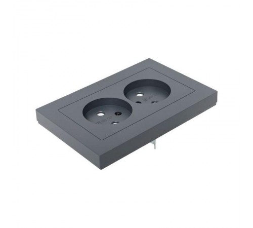 Механизм розетки двойной, 16А, без заземления, без шторок, с рамкой, графит Эпика  UP1-SOG-200 EKF