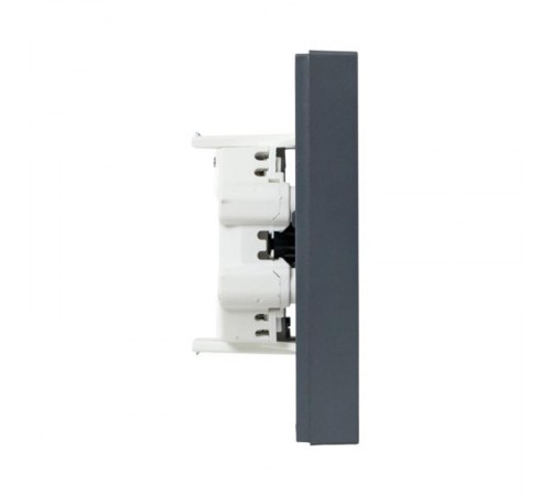 Механизм розетки двойной, 16А, без заземления, без шторок, с рамкой, графит Эпика  UP1-SOG-200 EKF