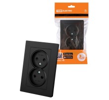 Розетка двойная 2П 10А 250В с защ. шт. черная "Сенеж"  SQ1816-0275  TDM