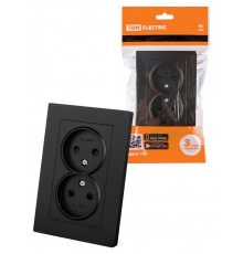 Розетка двойная 2П 10А 250В с защ. шт. черная "Сенеж"  SQ1816-0275  TDM