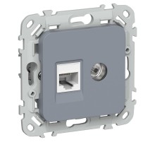 FLITE Розетка 2-ая RJ45/TV кат.5Е UTP РКТВ5е-2-0-ФлМ маренго  FI-AK22-1-K35  IEK