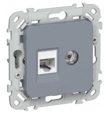 FLITE Розетка 2-ая RJ45/TV кат.5Е UTP РКТВ5е-2-0-ФлМ маренго  FI-AK22-1-K35  IEK