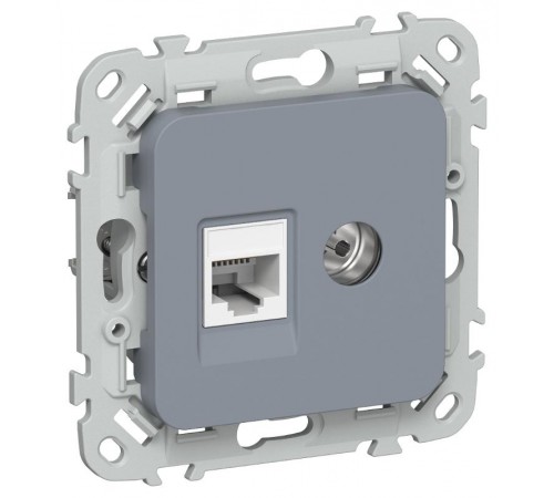 FLITE Розетка 2-ая RJ45/TV кат.5Е UTP РКТВ5е-2-0-ФлМ маренго  FI-AK22-1-K35  IEK