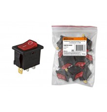 Клавишный переключатель YL-211-02 черный корпус красная клавиша 2 положения 1з  SQ0703-0020  TDM
