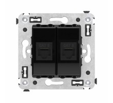 Компьютерная розетка RJ-45 без шторки в стену, кат.6 двойная, "Avanti", "Черный квадрат"  4402694  DKC