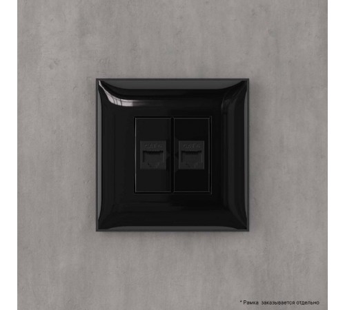 Компьютерная розетка RJ-45 без шторки в стену, кат.6 двойная, "Avanti", "Черный квадрат"  4402694  DKC