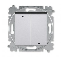 ABB Levit Серебро / дымчатый чёрный Выключатель жалюзи 2-кл. без фиксации клавиш  3559H-A88445 70W  2CHH598845A6070  ABB