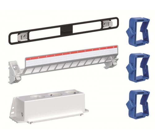 Набор для мультимедиа ZE339 (держатель с двумя пластиковыми клипсами, патч-панель на 12 модулей Keystone, тройная розетка, три держателя кабеля)  2CP