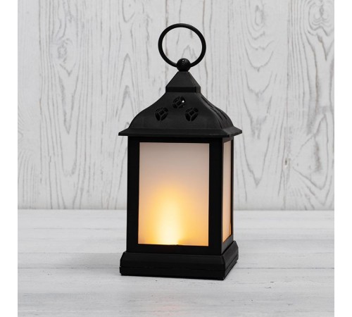 Декоративный фонарь 11х11х22,5 см, черный корпус, теплый белый цвет свечения с эффектом пламени свечи  513-066  NEON-NIGHT