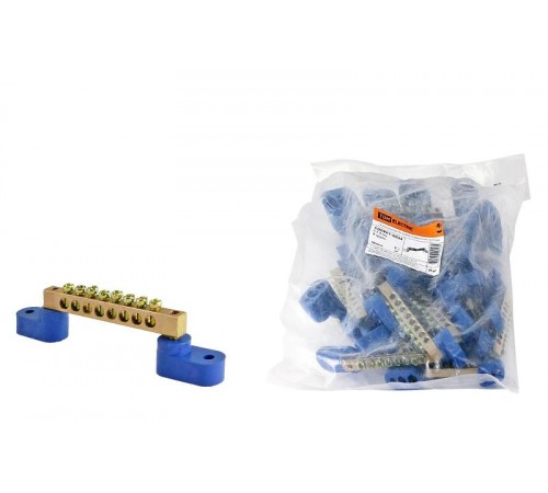 Шина "N" нулевая 6х9мм на двух угл. изоляторах 8 групп   SQ0801-0034  TDM