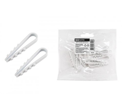 Дюбель-хомут ДХК-10 для круглого кабеля 5-10мм нейлон белый (10шт)  SQ0539-0024  TDM
