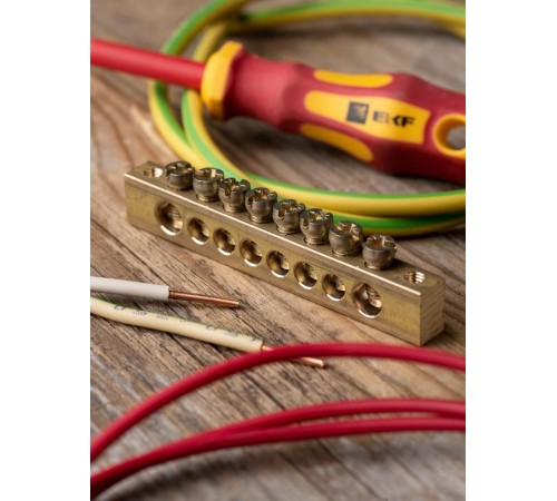 Шина "0" (8х12мм.) 125А 8 отверстий крепеж по краям латунь EKF PROxima  sn0-125-8-k  EKF