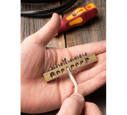 Шина "0" (8х12мм.) 125А 8 отверстий крепеж по краям латунь EKF PROxima  sn0-125-8-k  EKF