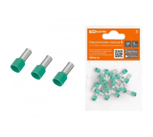 Наконечник-гильза Е16-12 16мм2 с изолированным фланцем (20шт)  SQ0568-0035  TDM