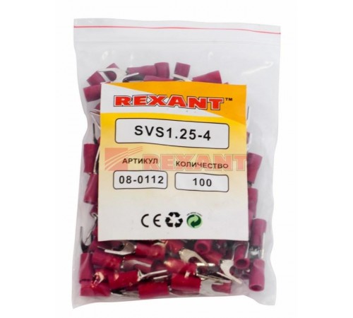 Наконечник вилочный изолированный 4.3 мм 0.5-1.5 мм (НВи 1.5-4/НВи 1,25-4) красный  08-0112  REXANT