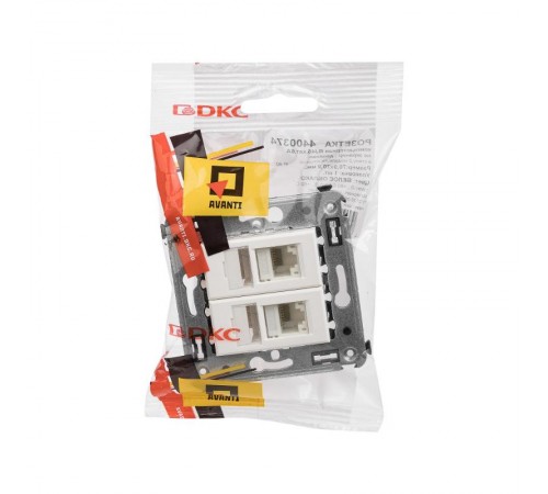 Компьютерная розетка RJ-45 в стену, кат.6А двойная, "Avanti", "Белое облако"  4400374  DKC