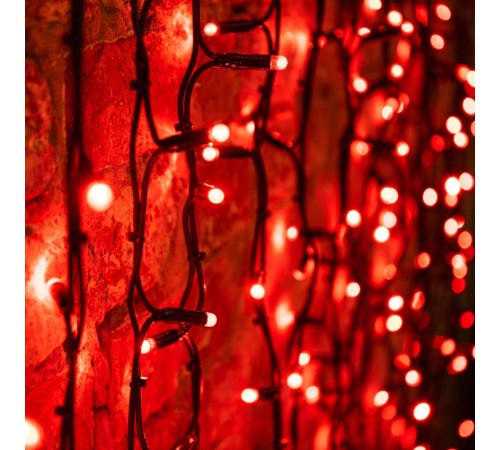 Гирлянда "Светодиодный Дождь" 2х1,5м, постоянное свечение, черный провод "КАУЧУК", 230 В, диоды КРАСНЫЕ, 360 LED  237-122  NEON-NIGHT