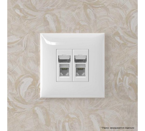 Компьютерная розетка RJ-45 в стену, кат.6А двойная, "Avanti", "Белое облако"  4400374  DKC