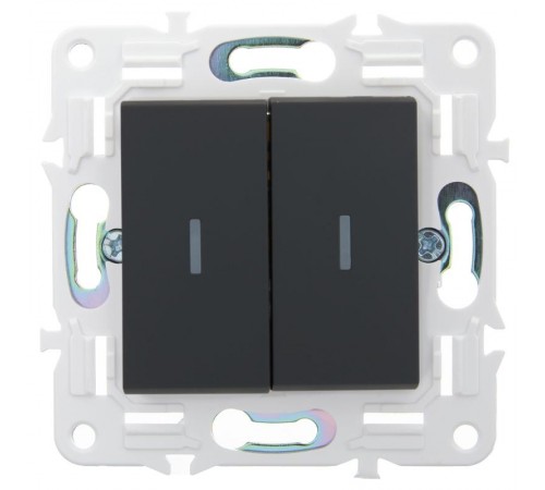 SKANDY Выключатель 2-клавишный проходной с индикацией 10А SK-V10G графит  SK-V22-1-10-K53  IEK