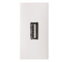 Механизм USB разъёма, тип А, с USB разъёмом "мама" на  тыльной стороне, 1модульный, серия Zenit, цвет альпийский  белый