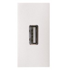 Механизм USB разъёма, тип А, с USB разъёмом "мама" на  тыльной стороне, 1модульный, серия Zenit, цвет альпийский  белый