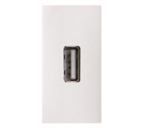 Механизм USB разъёма, тип А, с USB разъёмом "мама" на  тыльной стороне, 1модульный, серия Zenit, цвет альпийский  белый