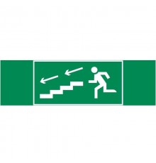 Пиктограмма (наклейка) "ПО ЛЕСТНИЦЕ ВНИЗ ВЛЕВО" 310х90мм для аварийно-эвакуационного Свет-к а Basic IP65  V5-EM02-60.002.038  VARTON
