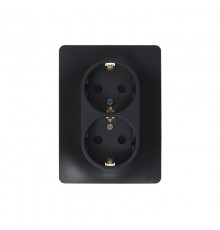 Glossa Антрацит Розетка 2-ая с заземлением, 16А (в сборе)  GSL000724  SE