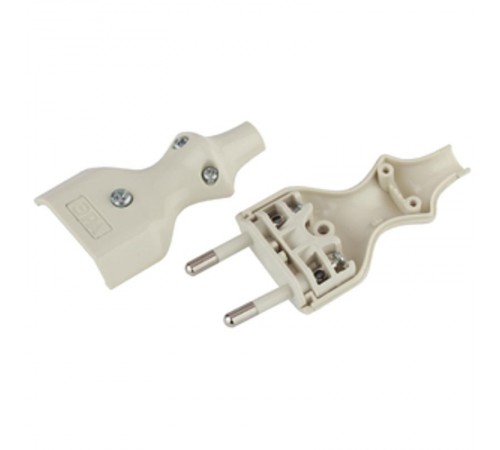 Тройники и колодки V2 Вилка б/з 6A прямой ввод белая  Б0019184  ЭРА