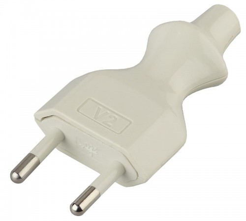 Тройники и колодки V2 Вилка б/з 6A прямой ввод белая  Б0019184  ЭРА