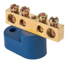 Шина "0" N (6х9мм) 4 отверстия латунь синий угловой изолятор EKF PROxima  sn0-63-04-1  EKF
