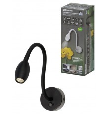 Спот на гибком основании СГС-02, 3 Вт, COB, 270 лм, 4000 К, IP20, "Эрика", с выкл., черный  SQ0358-0381  TDM