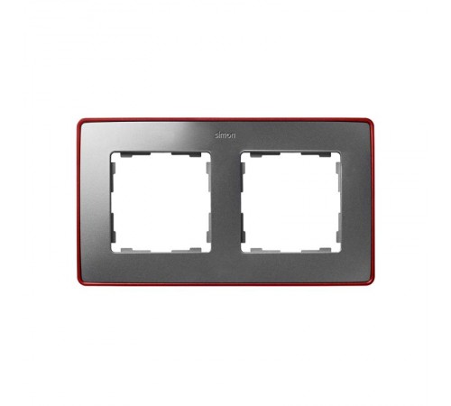 Simon 82 Рамка декоративная, 2 поста, Select, S82 Detail, алюминий-красный металлик  8201620-255  Simon