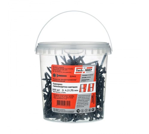 Саморез ШСГМ 4,2х75 (200 шт) - ведро ( 0,878 кг)  124381  Tech-KREP