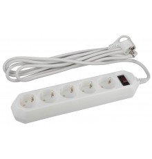 Сетевой фильтр USF-5es-3m-W   (белый) с заземл, 3x0,75мм2, с выкл, 5гн, 3м (20/600) Б0019033  ЭРА