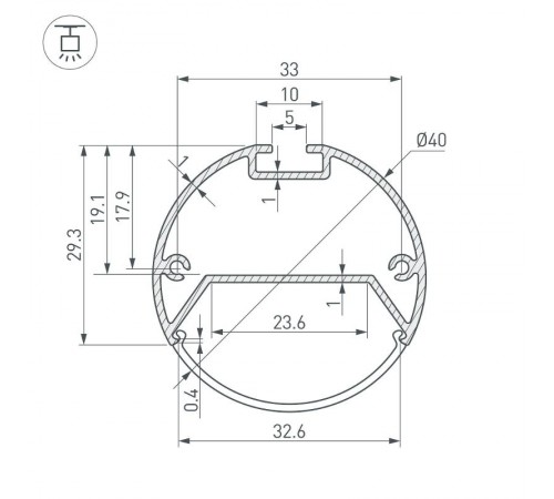 Профиль с экраном SL-ROUND-D40-2500 ANOD+OPAL  020473  Arlight