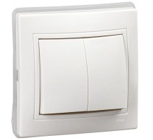 КВАРТА Белый Выключатель 2-клавишный 10А ВС10-2-0-КБ-44 IP44  KV-V20-10-44-K01  GENERICA