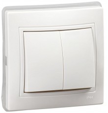 КВАРТА Белый Выключатель 2-клавишный 10А ВС10-2-0-КБ-44 IP44  KV-V20-10-44-K01  GENERICA