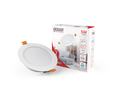 Светильник встраиваемый downlight Elementary круг 5W 430lm 4000K 210-240V IP20 95*38 монтаж белый LED 1/100  9100420205  Gauss