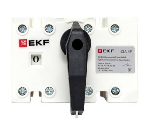 Рубильник-выключатель 63A 4P c рукояткой управления для прямой установки PowerSwitch  psds-63-4  EKF