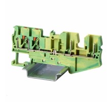 Клемма заземления под вставной штекер, зажим push-in, 4 точки подключения, 2.5 кв.мм  VPR-2.5-QT-2P-PE  DKC