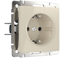 W1171103/ Электроустановочные изделия - Розетка с заземлением и шторками (слоновая кость)  a051480  Werkel