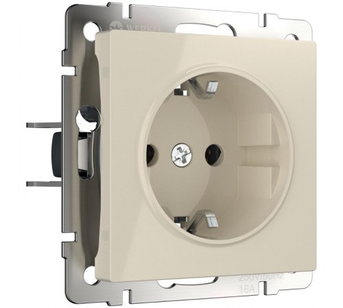 W1171103/ Электроустановочные изделия - Розетка с заземлением и шторками (слоновая кость)  a051480  Werkel