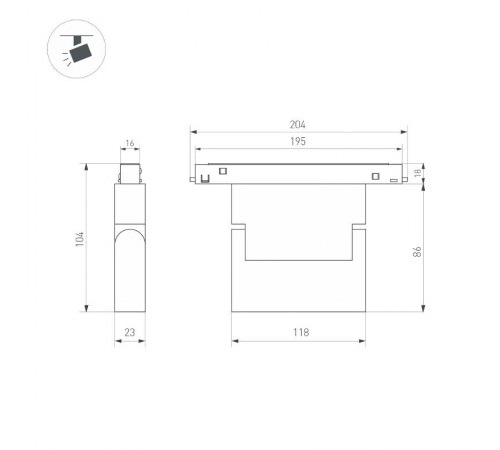 Светильник MAG-ORIENT-LASER-FOLD-S195-6W Day4000 (BK, 30 deg, 48V, DALI) (Arlight, IP20 Металл, 3 года)  034618  Arlight