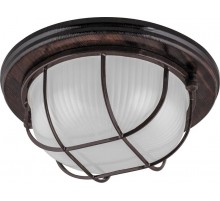 Светильник накладной пылевлагозащищенный под лампу НБО 03-60-022 220V 60Вт Е27 IP54 дерево, орех, круг, с решеткой  11574  FERON