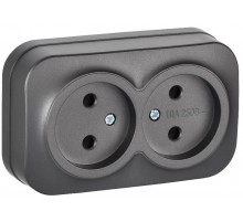 GLORY Розетка 2-местная без з/к/ш о/у 10А РС22-2-ХСм сталь матовый  ERH20-K46M-10  IEK